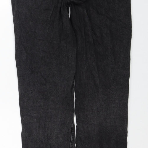 Topshop Womens Black Cotton Straight Jeans Size 26 in L34 in Regular Zip