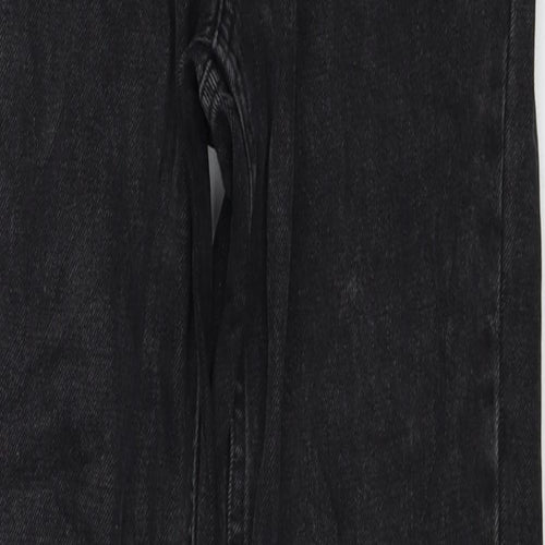 Topshop Womens Black Cotton Straight Jeans Size 26 in L34 in Regular Zip