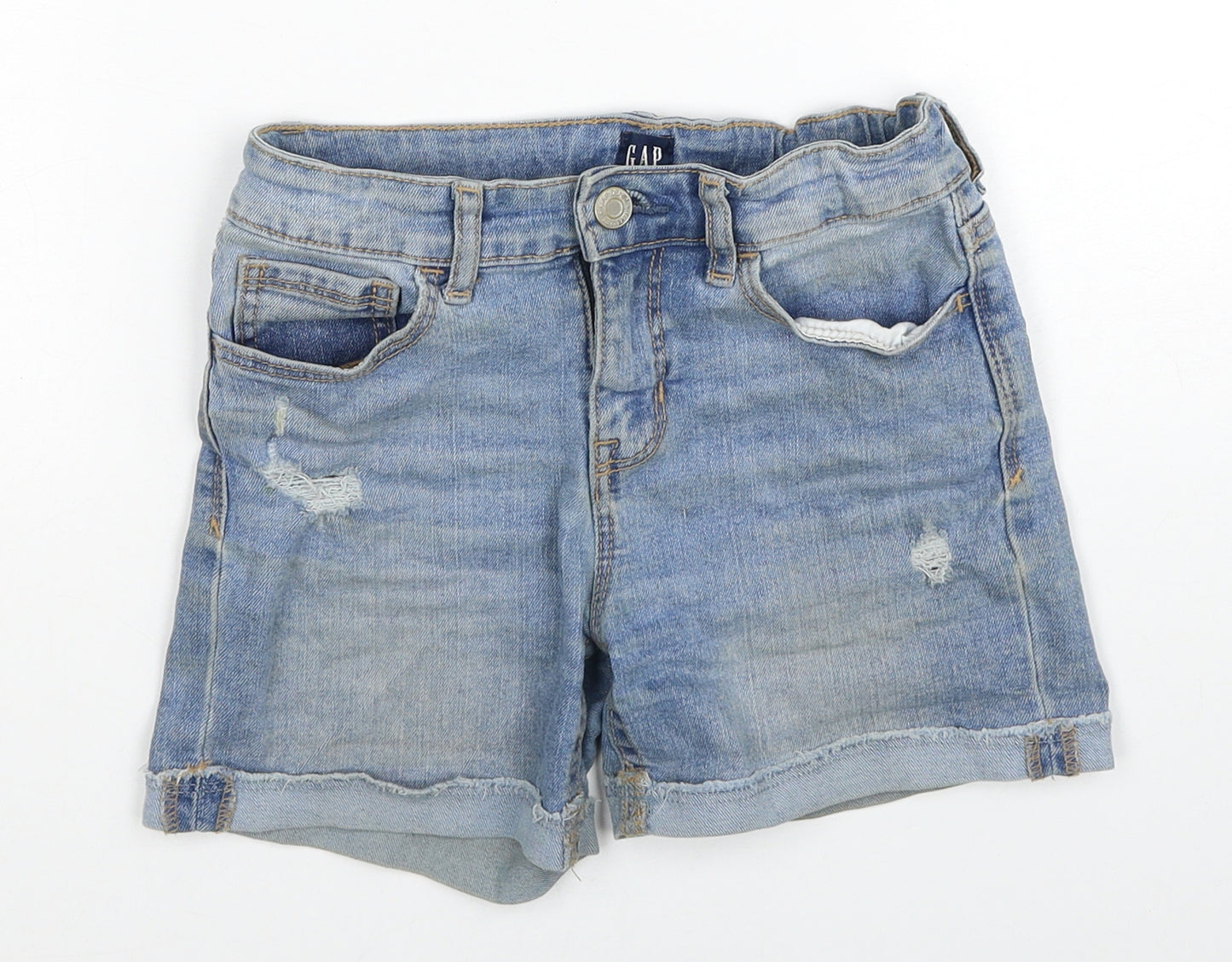 Gap Girls Blue Cotton Hot Pants Shorts Size 10 Years Regular Zip