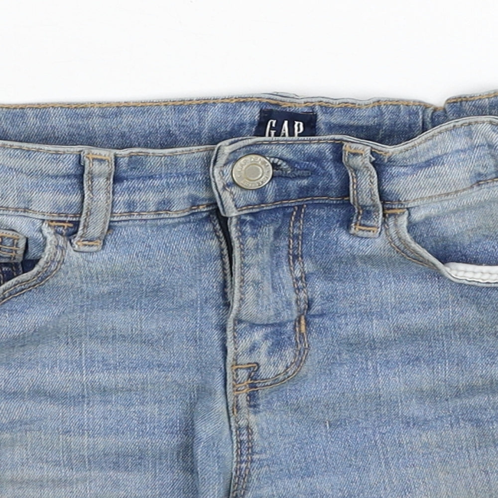 Gap Girls Blue Cotton Hot Pants Shorts Size 10 Years Regular Zip