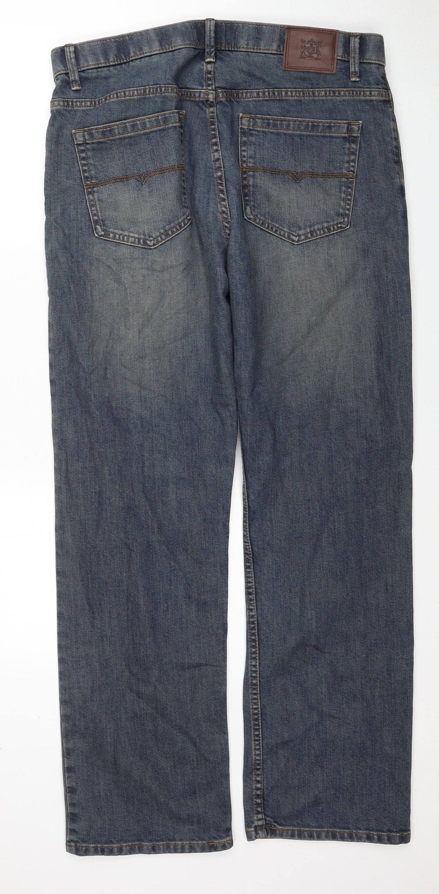 Marks and Spencer Mens Blue Cotton Bootcut Jeans Size 36 in L31 in Regular Zip