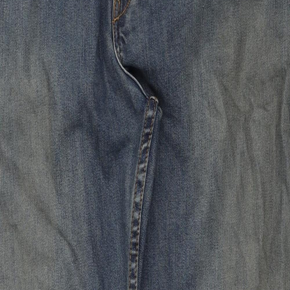 Marks and Spencer Mens Blue Cotton Bootcut Jeans Size 36 in L31 in Regular Zip