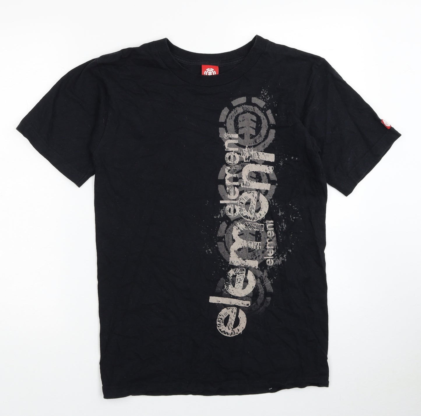 Element Mens Black Cotton T-Shirt Size S Round Neck