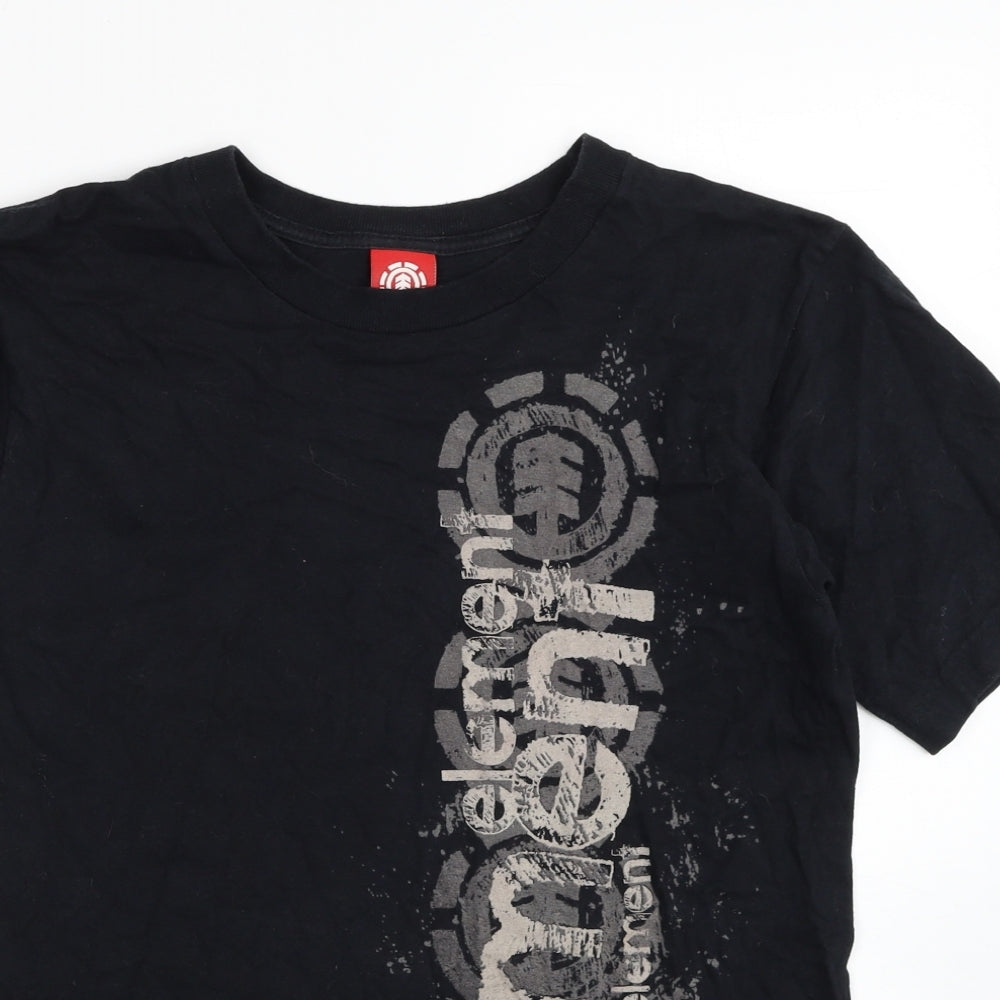 Element Mens Black Cotton T-Shirt Size S Round Neck