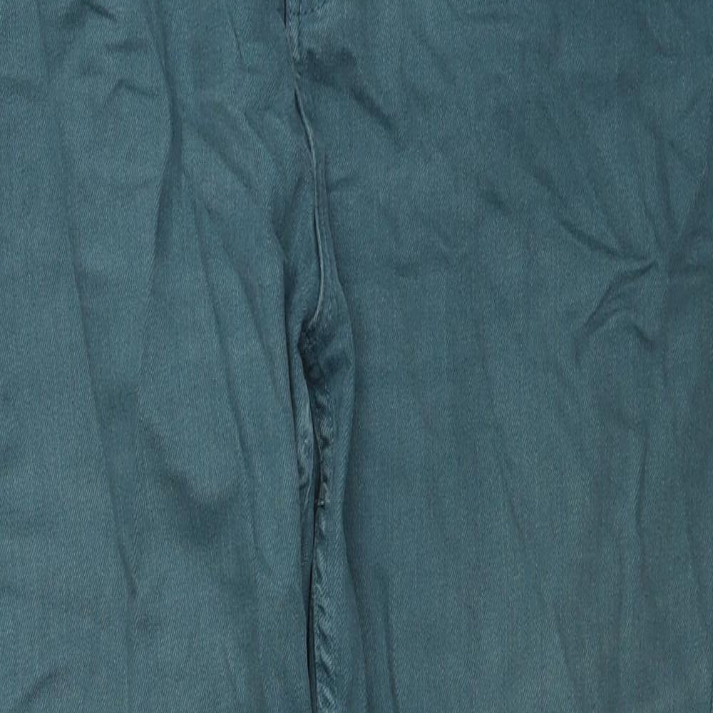 Marks and Spencer Womens Blue Cotton Straight Jeans Size 14 Regular Zip
