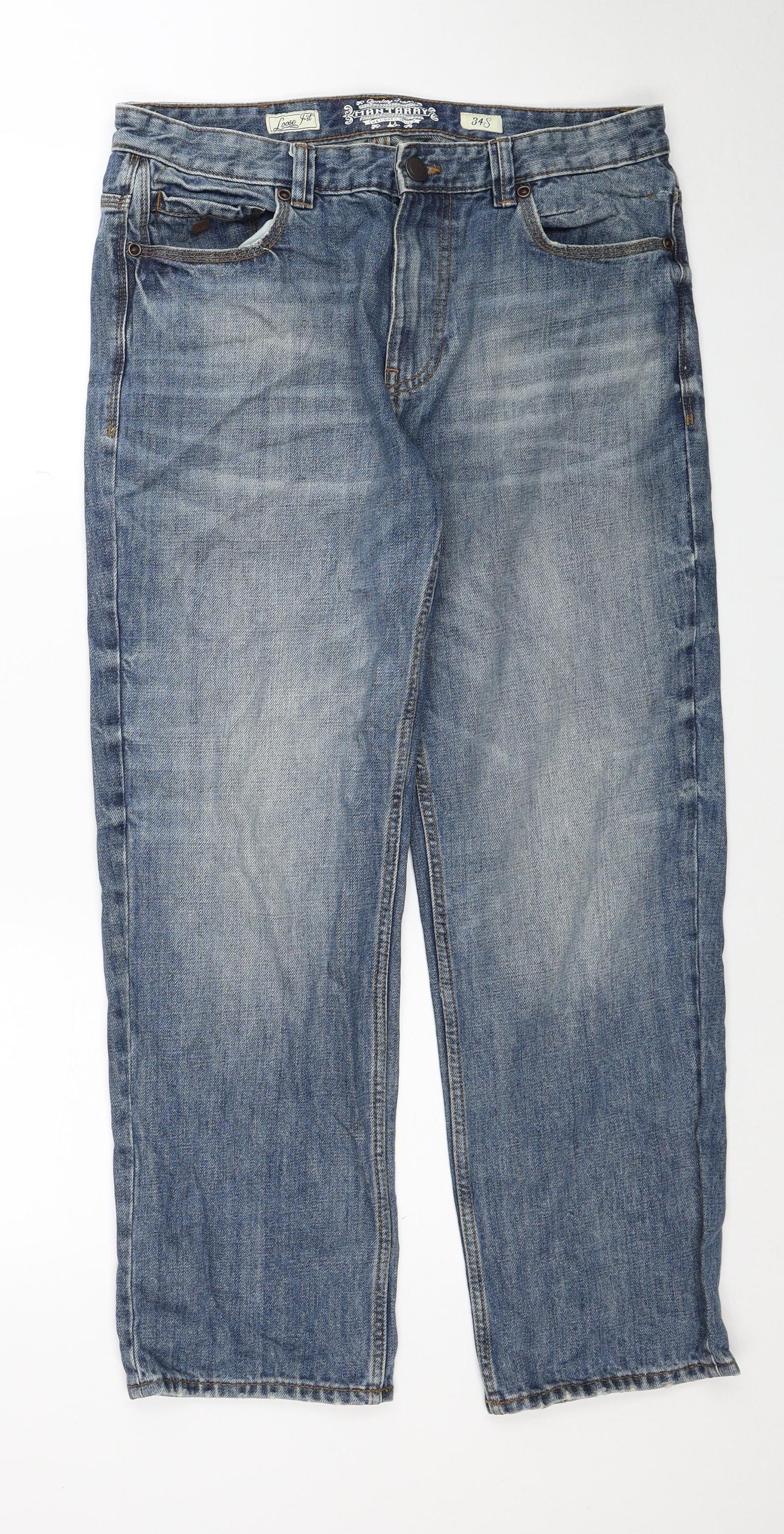 MANTARAY PRODUCTS Mens Blue Cotton Straight Jeans Size 34 in Regular Zip