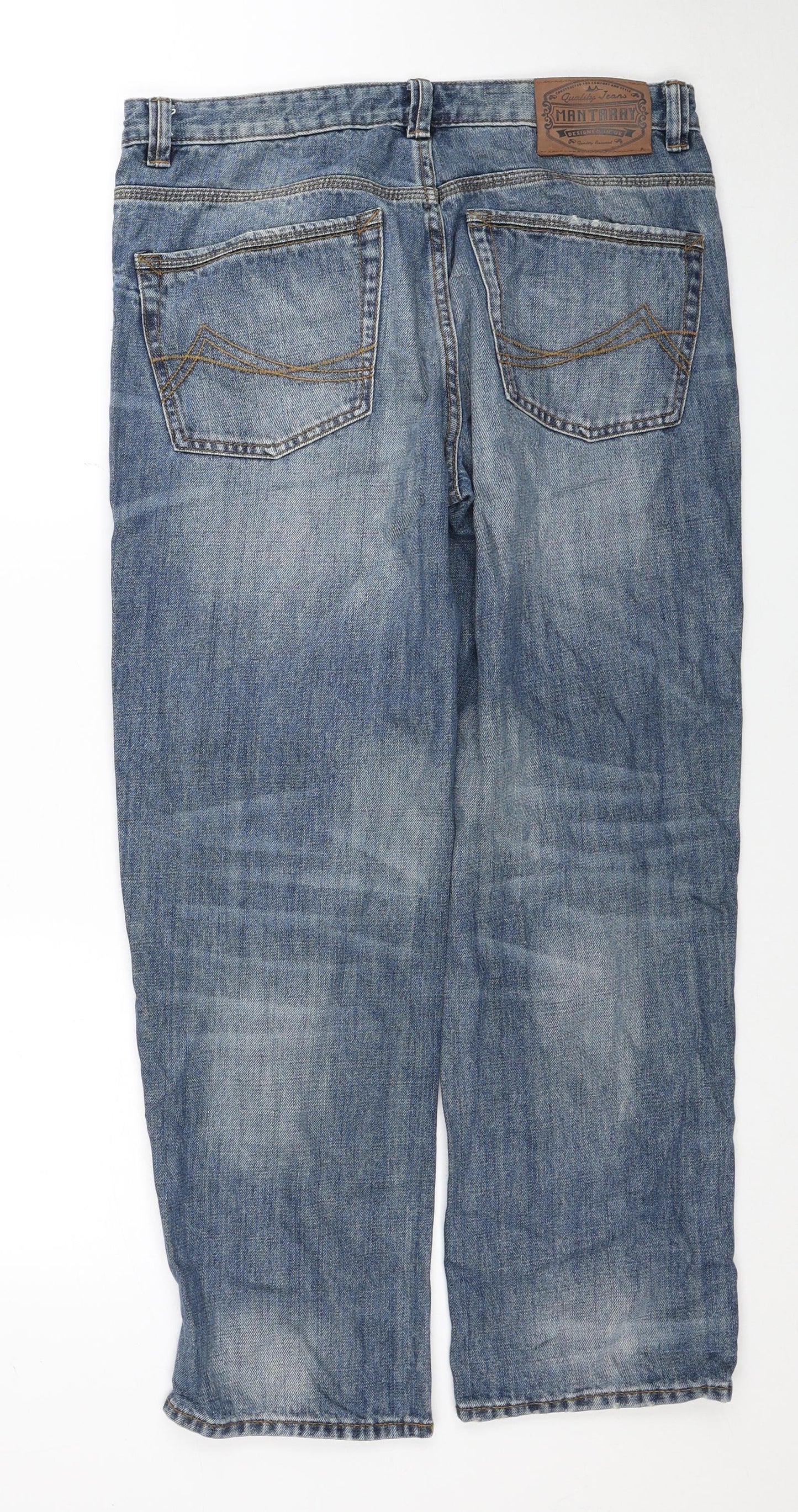 MANTARAY PRODUCTS Mens Blue Cotton Straight Jeans Size 34 in Regular Zip
