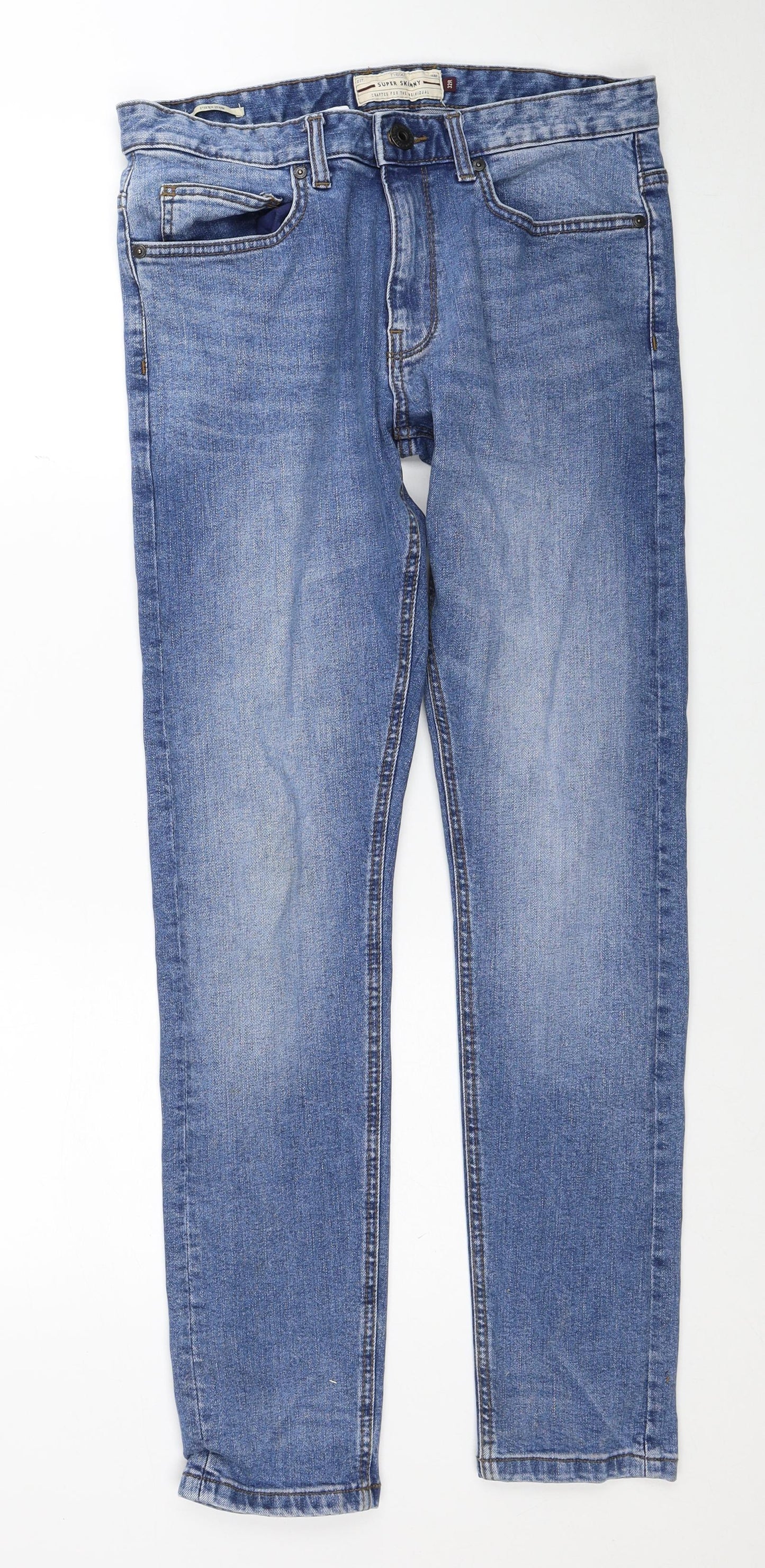NEXT Mens Blue Cotton Skinny Jeans Size 32 in Slim Zip
