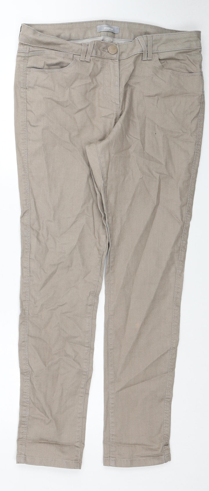 Preworn Womens Brown Cotton Skinny Jeans Size 34 in Regular Zip