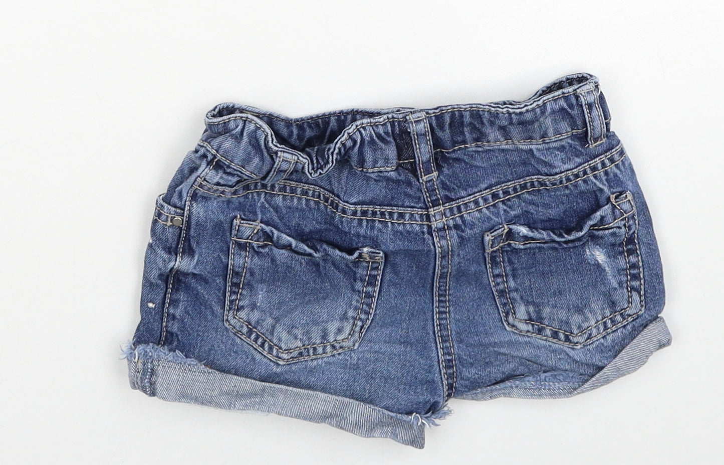 NEXT Girls Blue Cotton Hot Pants Shorts Size 5 Years Regular Zip