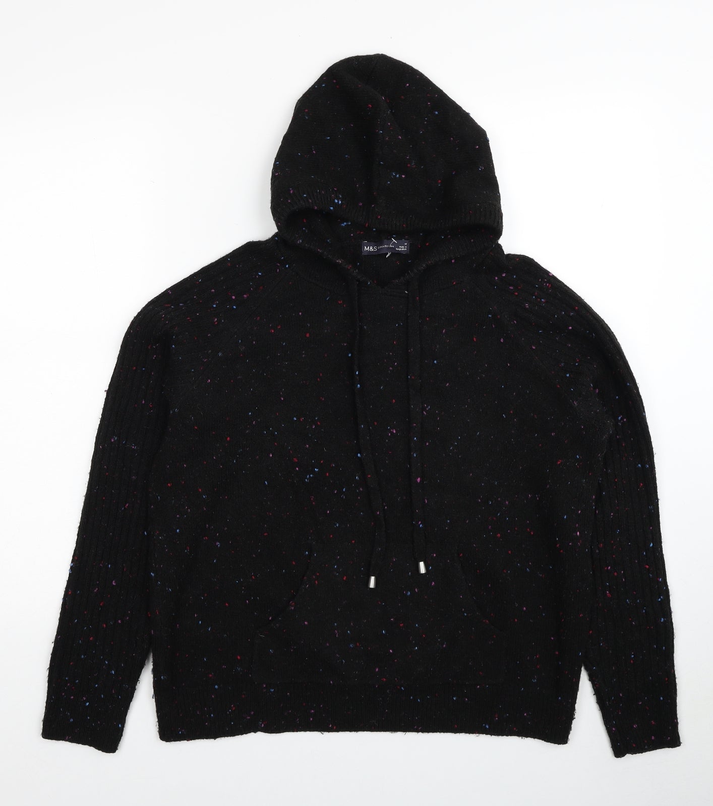 Marks and Spencer Womens Black Acrylic Pullover Hoodie Size M Pullover