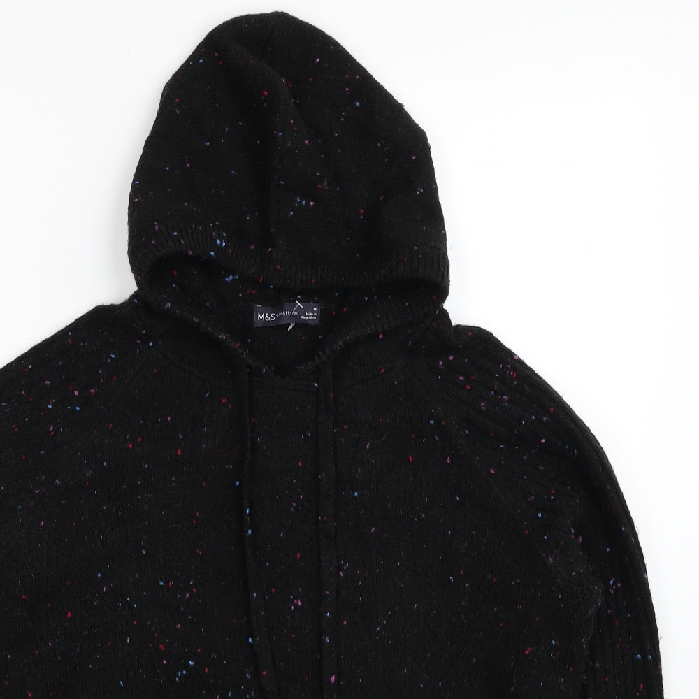 Marks and Spencer Womens Black Acrylic Pullover Hoodie Size M Pullover