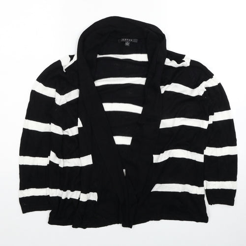 Cyrus Womens Black V-Neck Striped Viscose Cardigan Jumper Size L