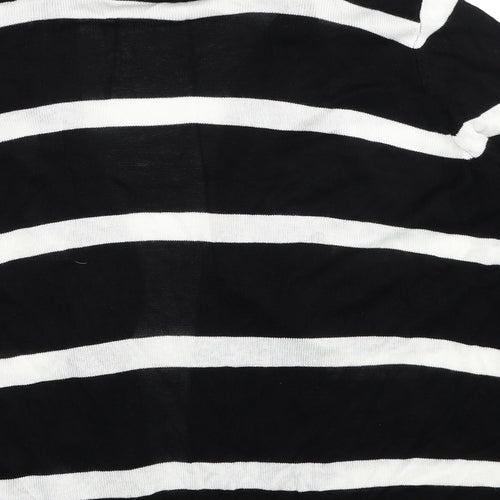 Cyrus Womens Black V-Neck Striped Viscose Cardigan Jumper Size L