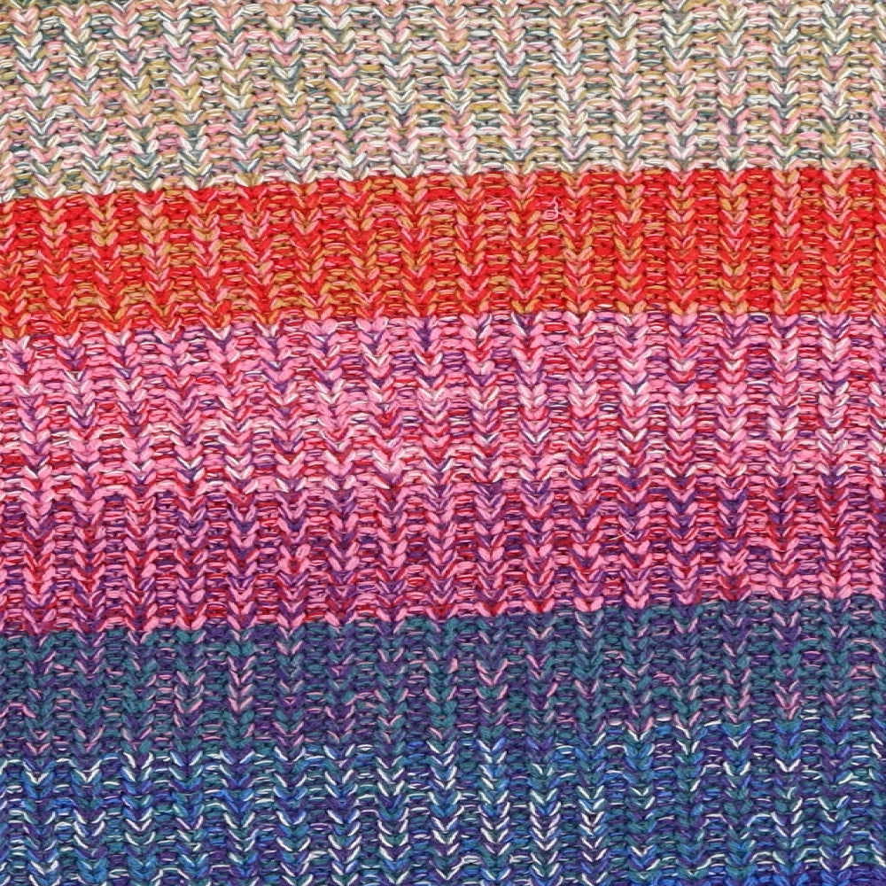Brave Soul Womens Multicoloured Boat Neck Striped Acrylic Pullover Jumper Size S - Rainbow Cropped Size S/M
