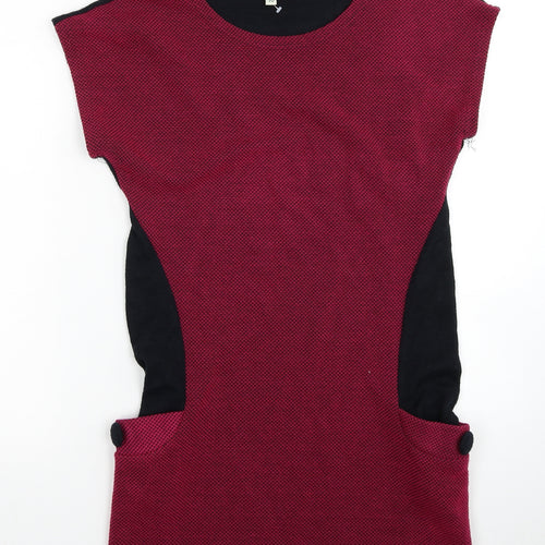 CULTURE Womens Pink Acrylic A-Line Size 10 Round Neck Pullover