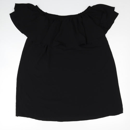 Queenie Womens Black Polyester Mini Size M Off the Shoulder Pullover - Size M-L