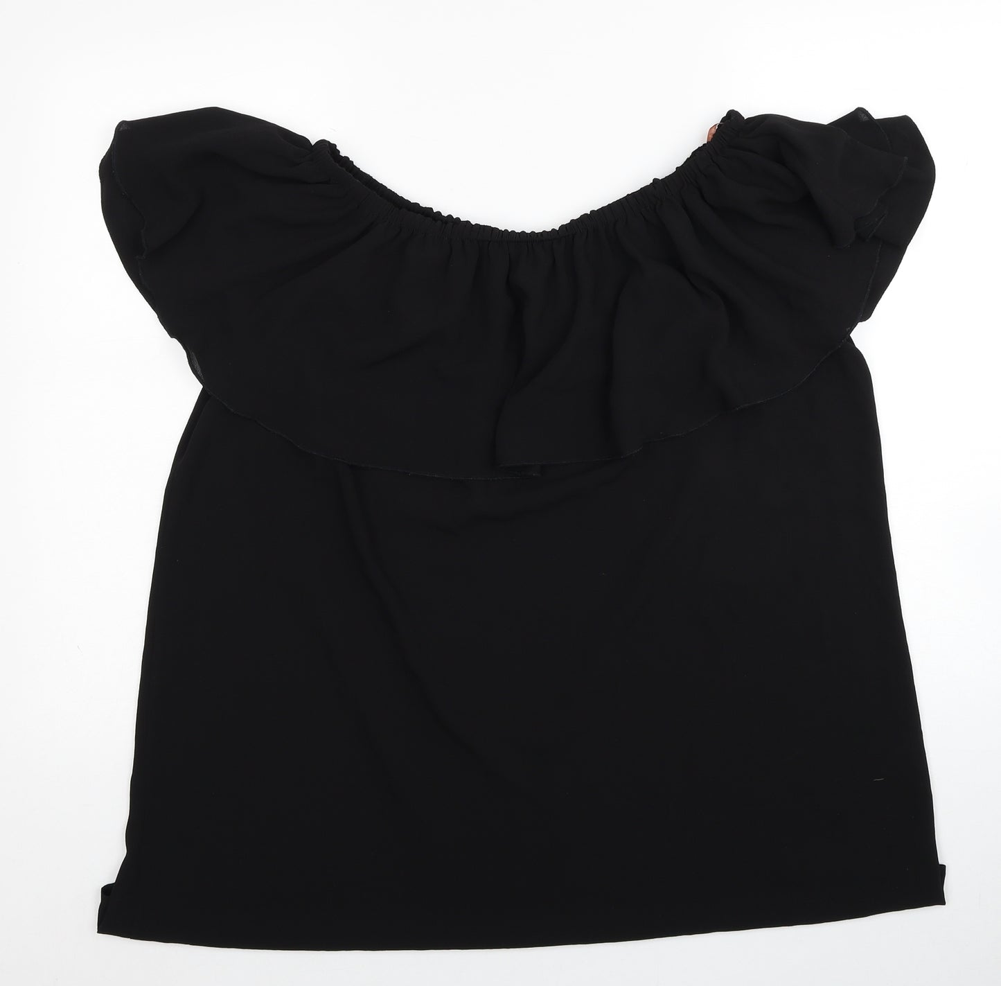 Queenie Womens Black Polyester Mini Size M Off the Shoulder Pullover - Size M-L