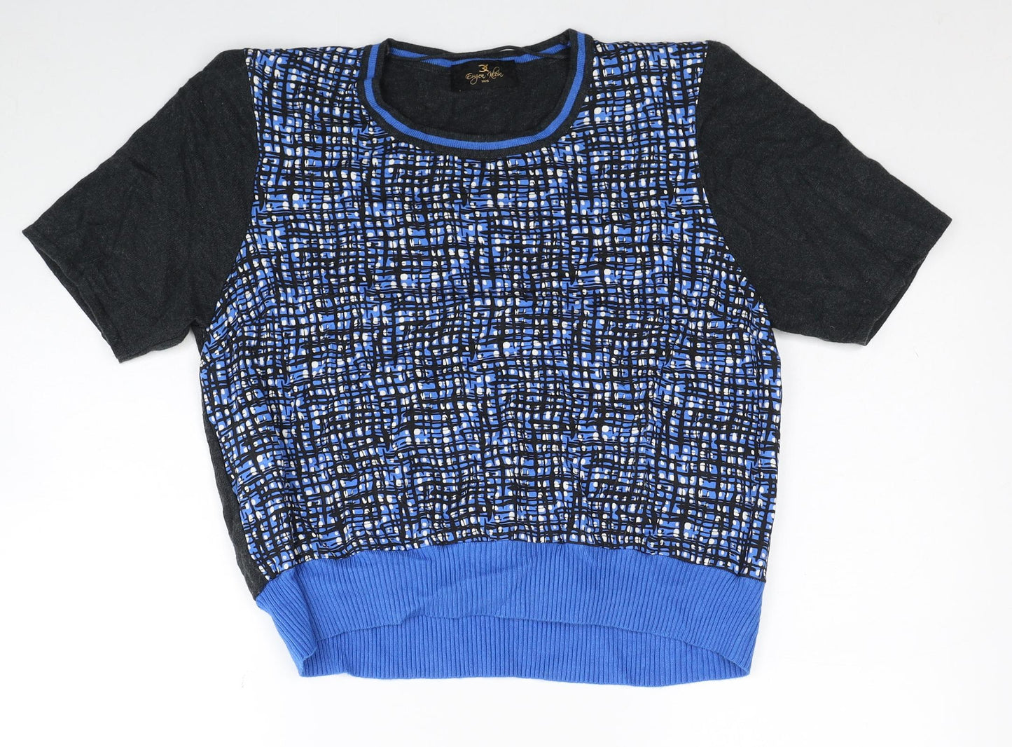 Eugen Klein Womens Blue Modal Basic T-Shirt Size 14 Scoop Neck