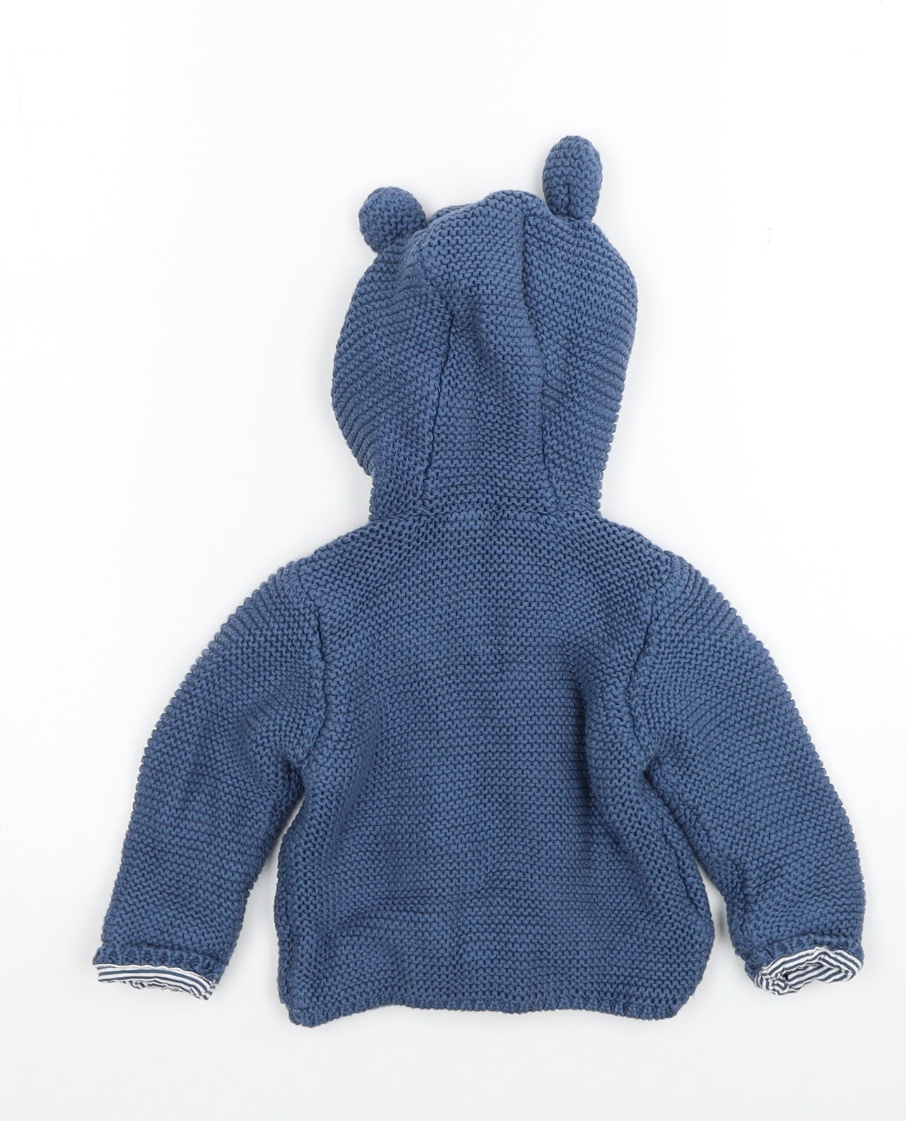 Marks and Spencer Boys Blue Cotton Cardigan Jumper Size 3-6 Months Button