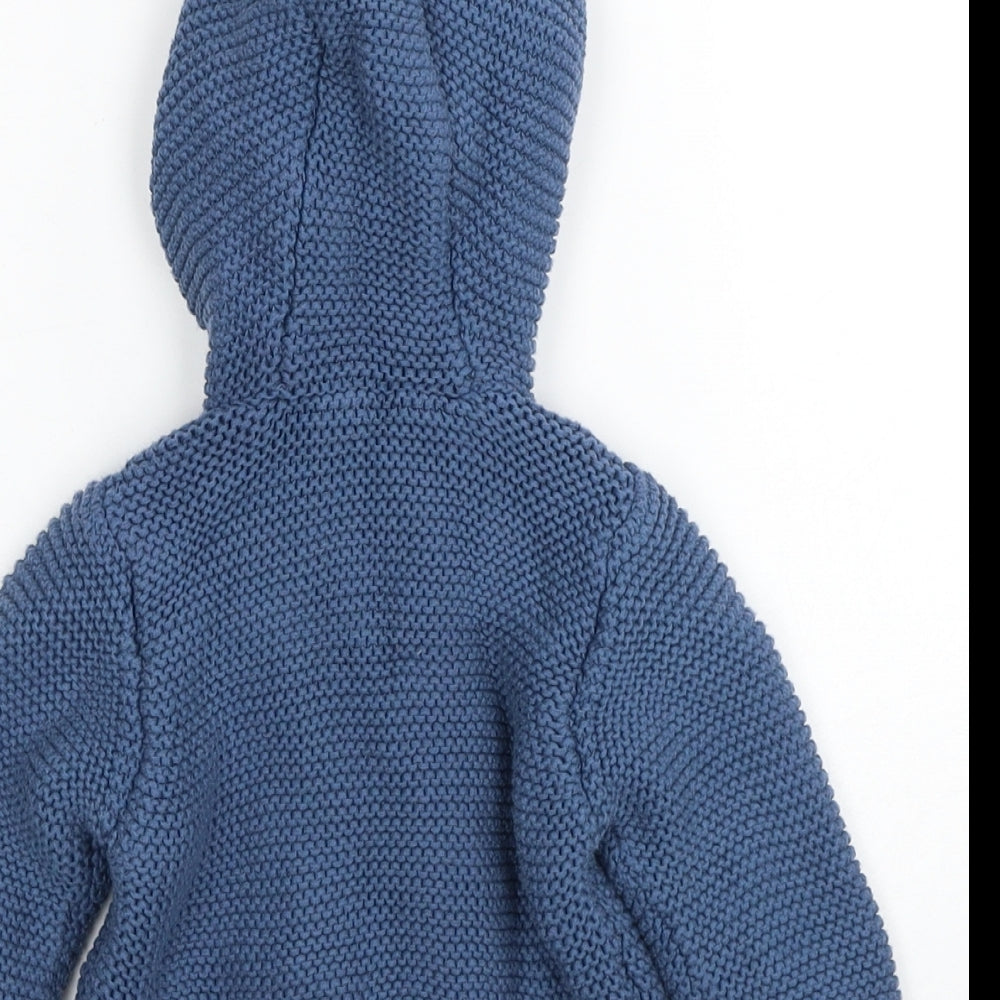 Marks and Spencer Boys Blue Cotton Cardigan Jumper Size 3-6 Months Button
