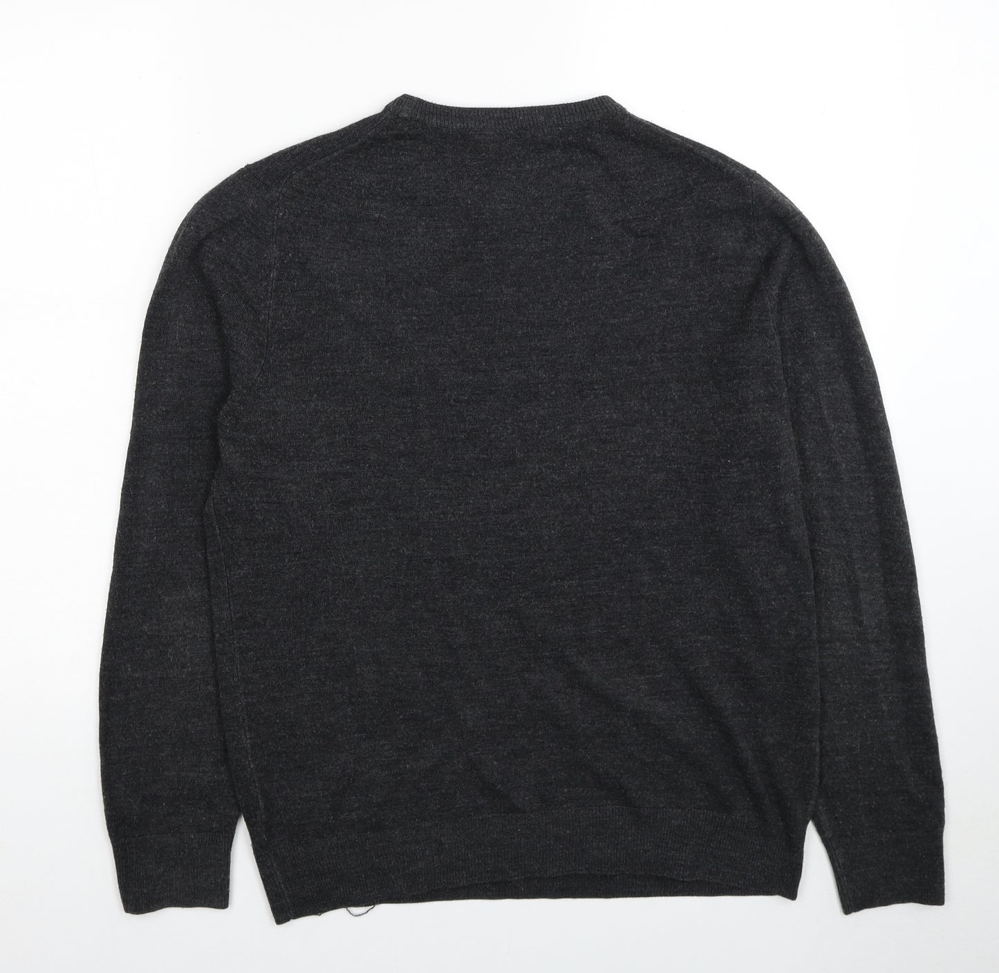 Cedar Wood State Mens Grey Round Neck Acrylic Pullover Jumper Size L Long Sleeve