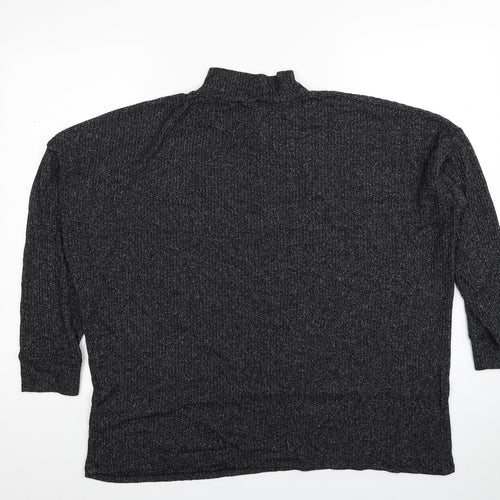 F&F Womens Black Mock Neck Viscose Pullover Jumper Size L