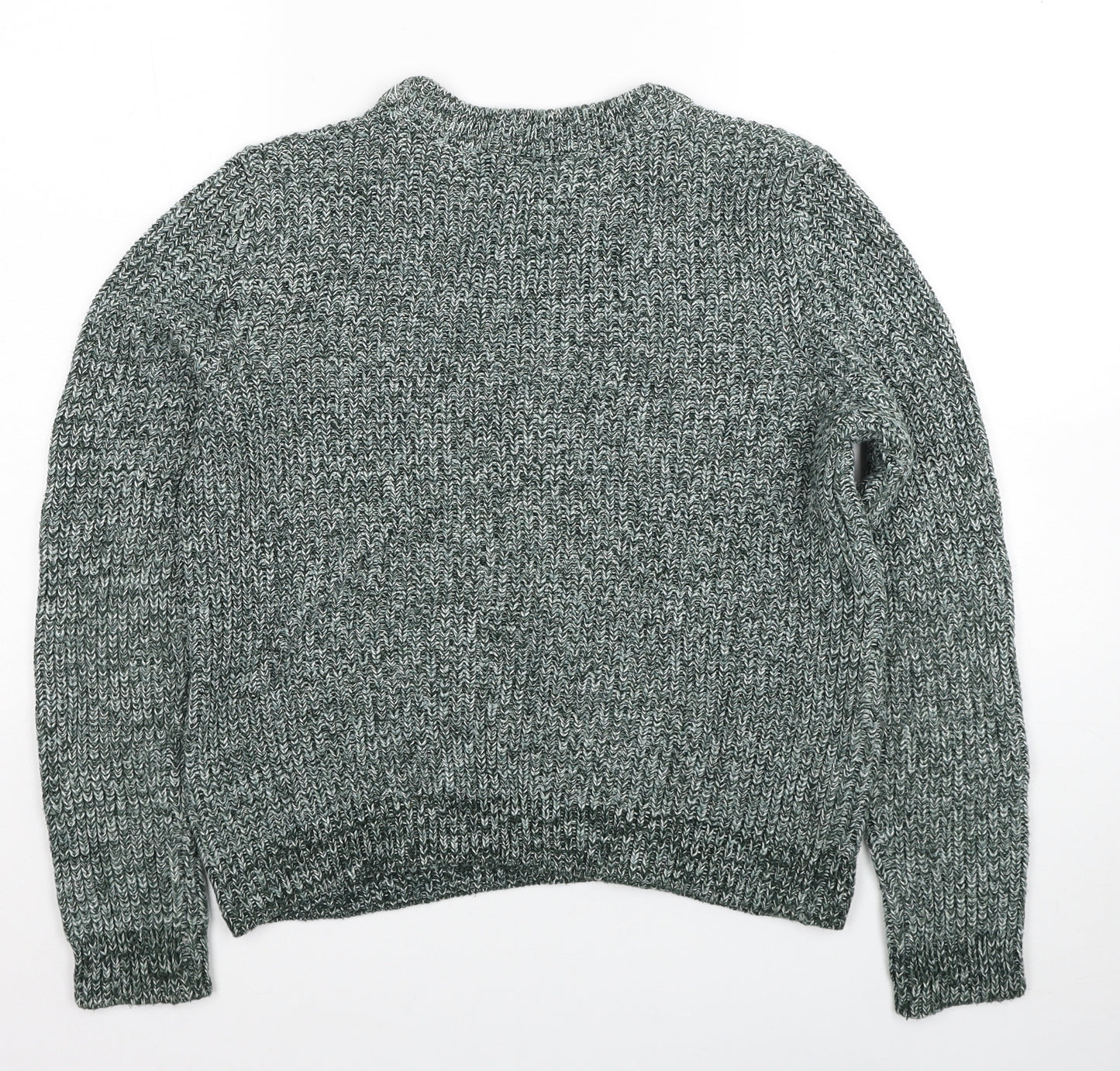 H&M Womens Green Round Neck Acrylic Pullover Jumper Size M