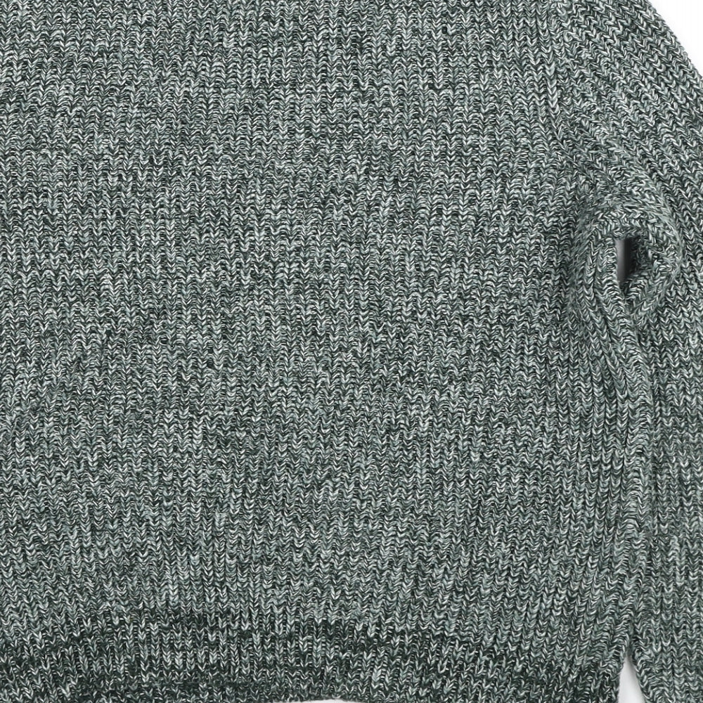 H&M Womens Green Round Neck Acrylic Pullover Jumper Size M