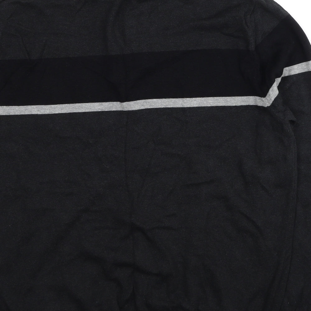 TU Mens Black High Neck Cotton Pullover Jumper Size L Long Sleeve