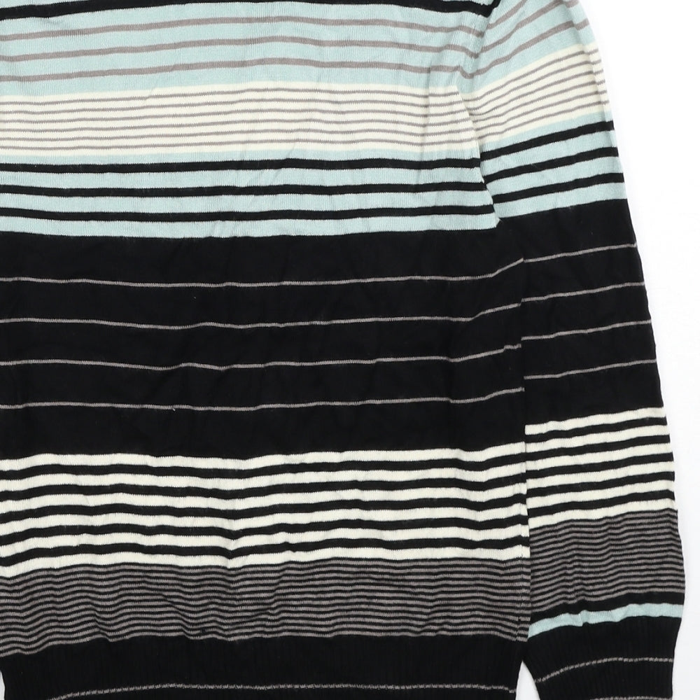 NEXT Womens Black Scoop Neck Striped Viscose Cardigan Jumper Size 14
