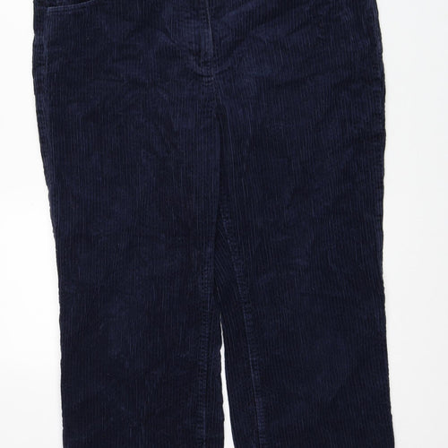 Marks and Spencer Womens Blue Cotton Trousers Size 16 Regular Zip