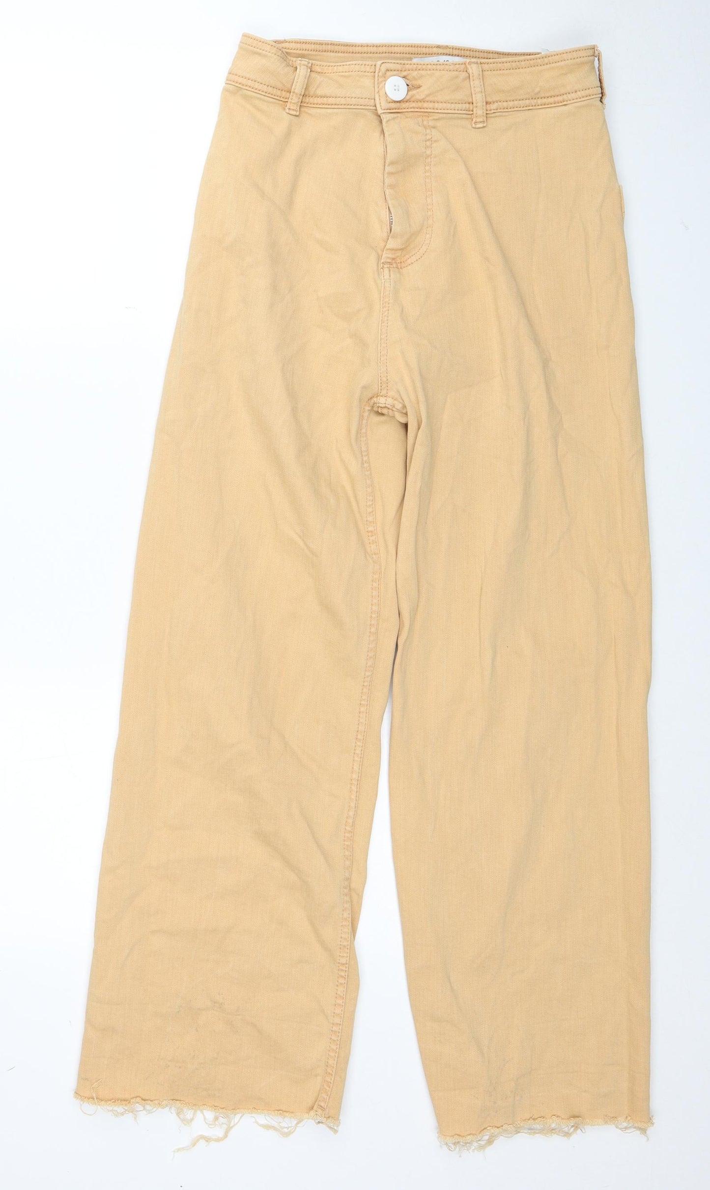 Primark Womens Orange Cotton Straight Jeans Size 10 Regular Zip
