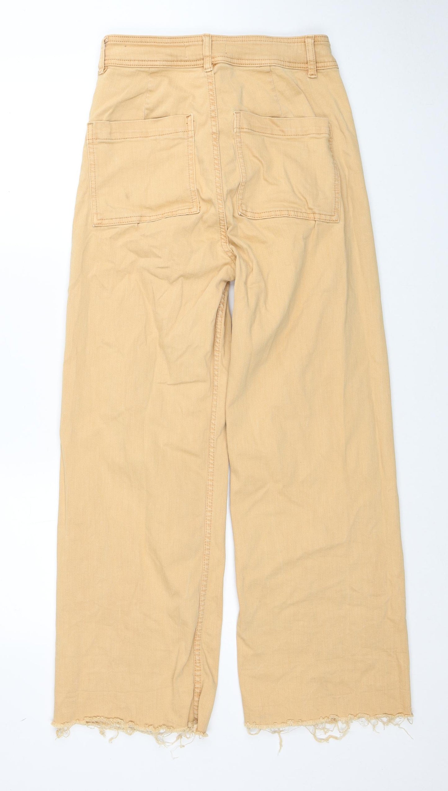 Primark Womens Orange Cotton Straight Jeans Size 10 Regular Zip