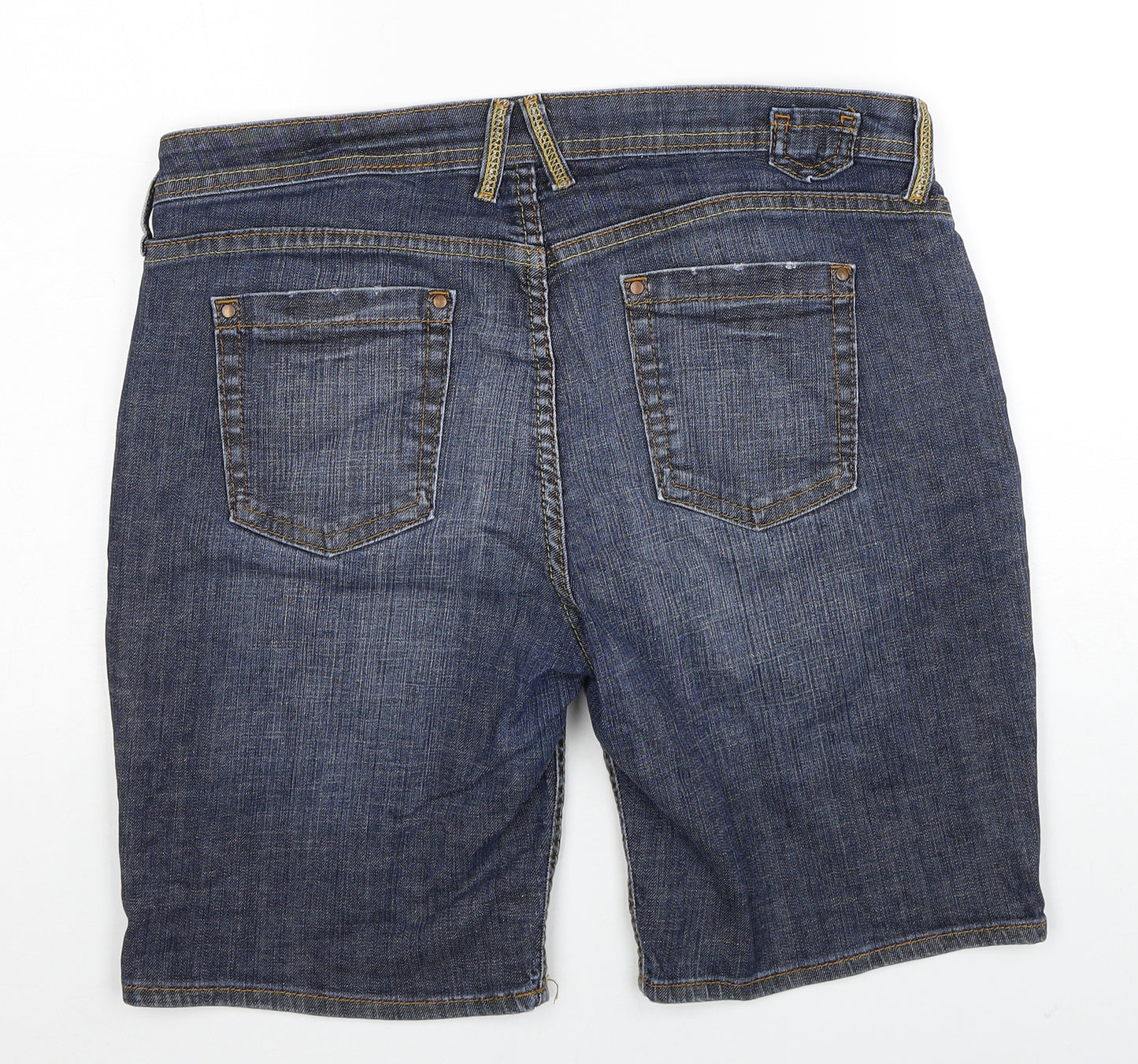 Marks and Spencer Womens Blue Cotton Bermuda Shorts Size 16 Regular Zip