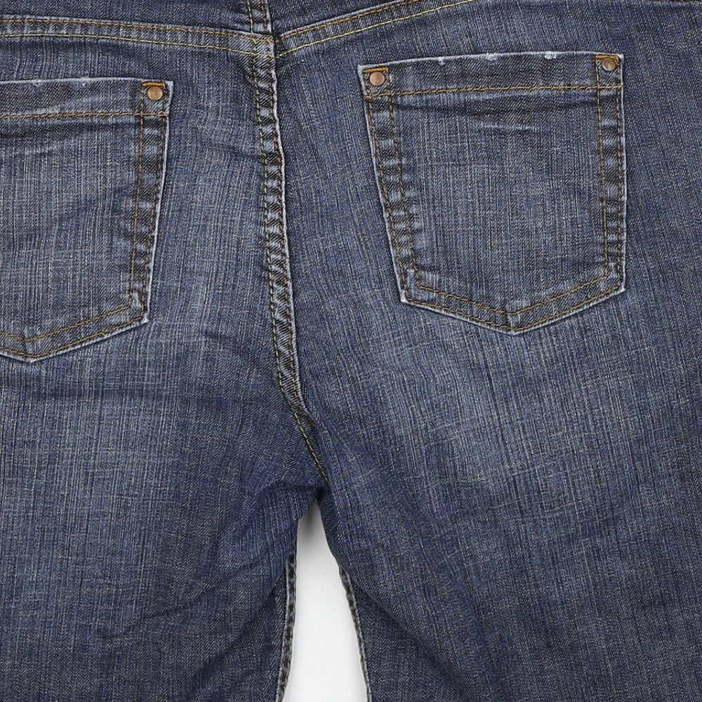 Marks and Spencer Womens Blue Cotton Bermuda Shorts Size 16 Regular Zip