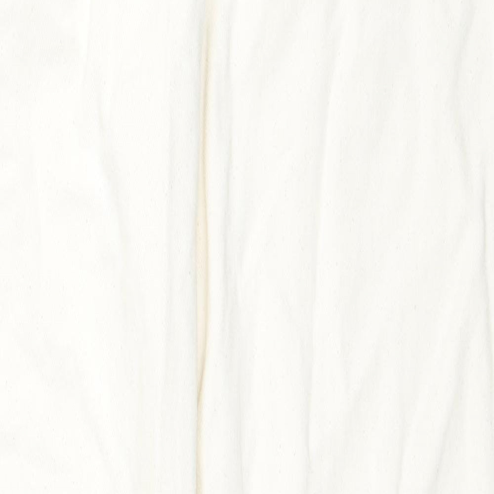 Zara Womens White Cotton Straight Jeans Size 10 Regular Zip