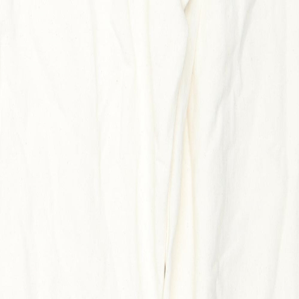 Zara Womens White Cotton Straight Jeans Size 10 Regular Zip
