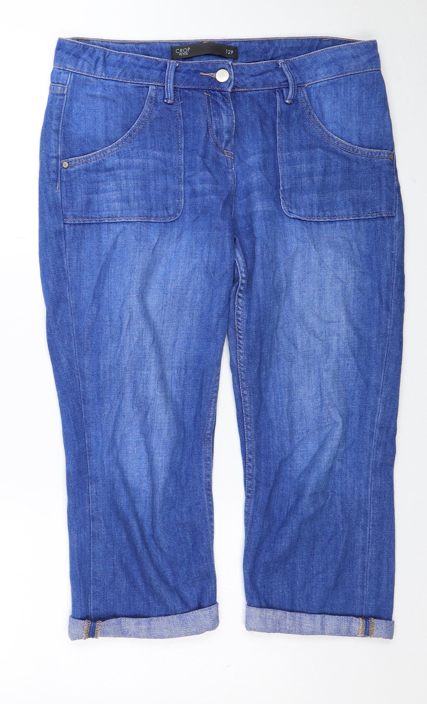 NEXT Womens Blue Cotton Straight Jeans Size 12 Regular Zip