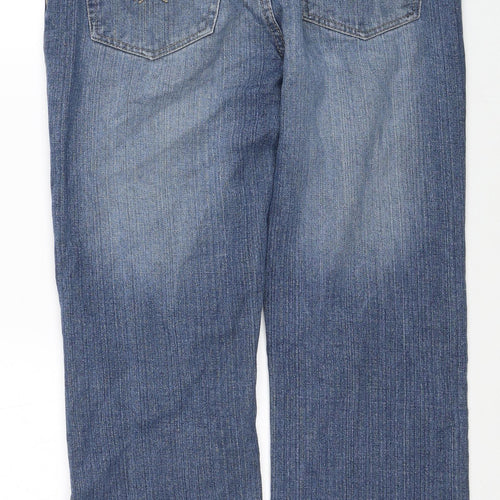 George Mens Blue Cotton Straight Jeans Size 32 in L29 in Regular Zip