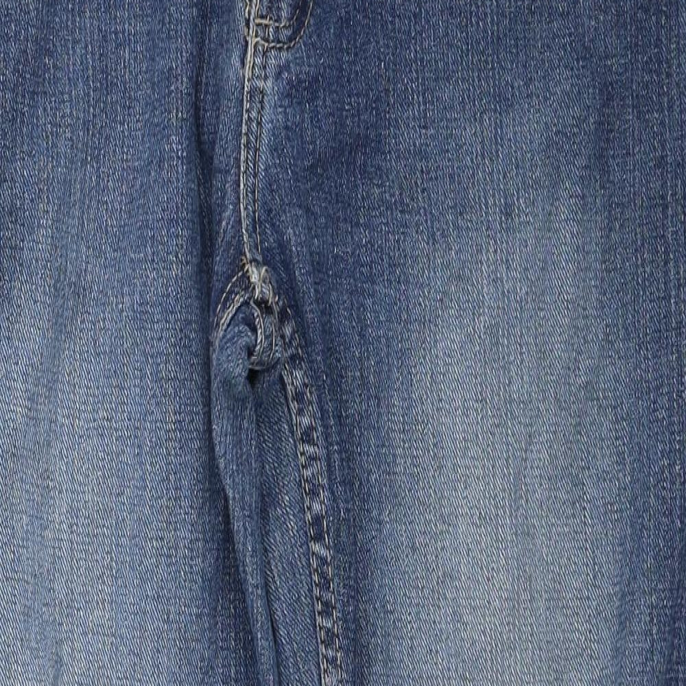 George Mens Blue Cotton Straight Jeans Size 32 in L29 in Regular Zip