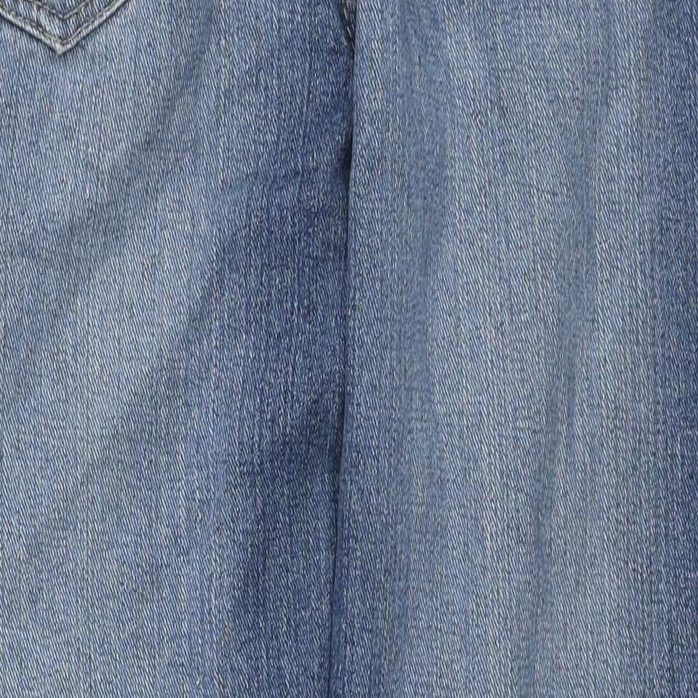 George Mens Blue Cotton Straight Jeans Size 32 in L29 in Regular Zip