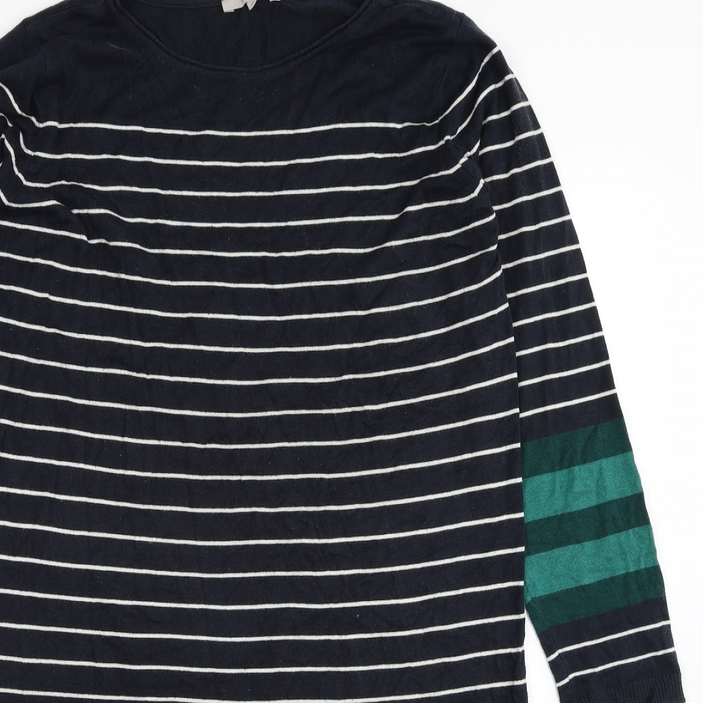 Noppies Womens Black Striped Cotton Jumper Dress Size XL Boat Neck Pullover