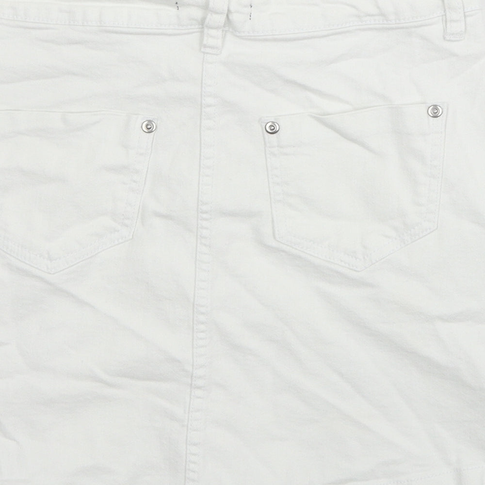Quiz Womens White Cotton Mini Skirt Size 10 Button