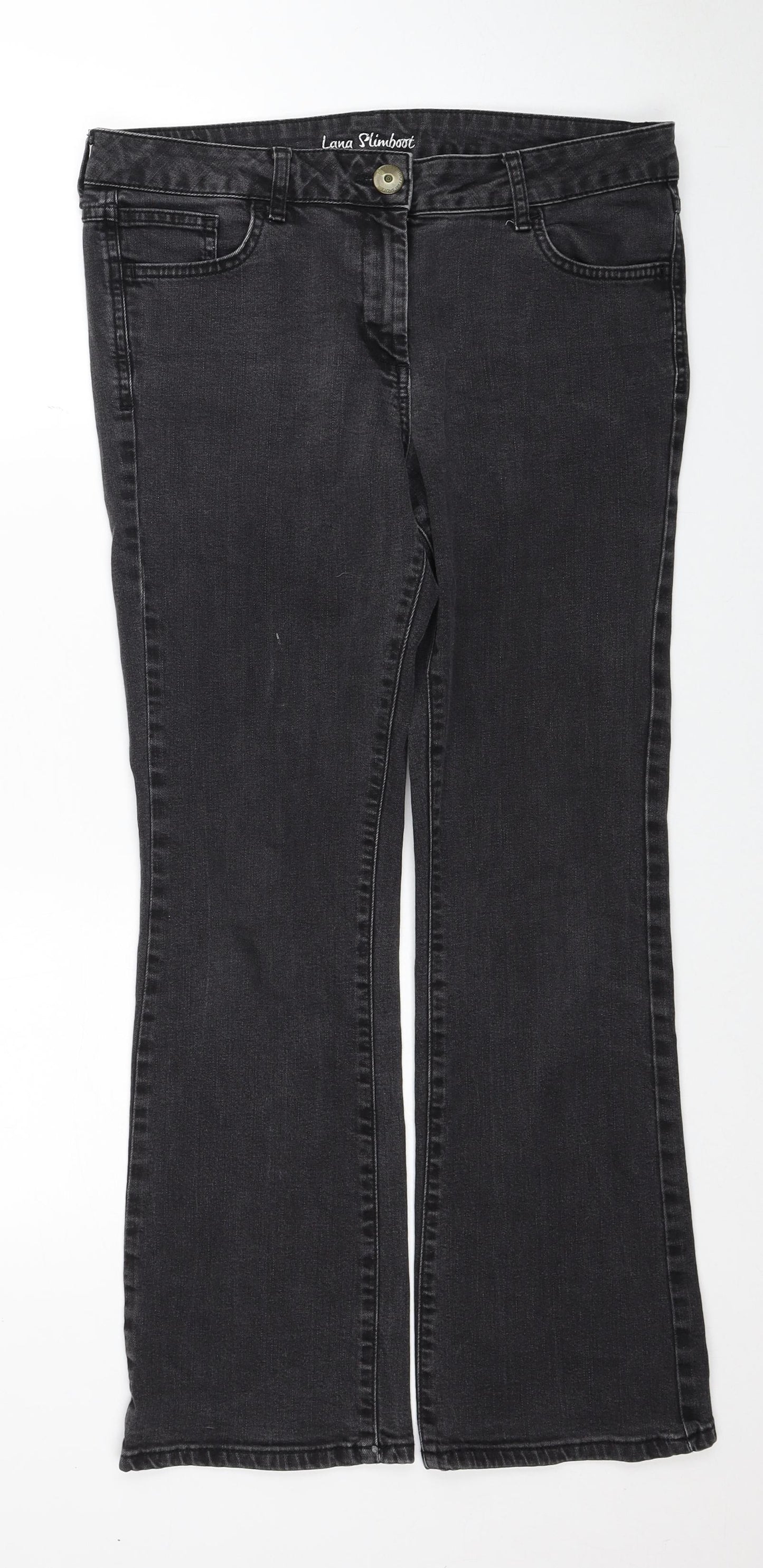 Marks and Spencer Womens Black Cotton Bootcut Jeans Size 12 Regular Zip