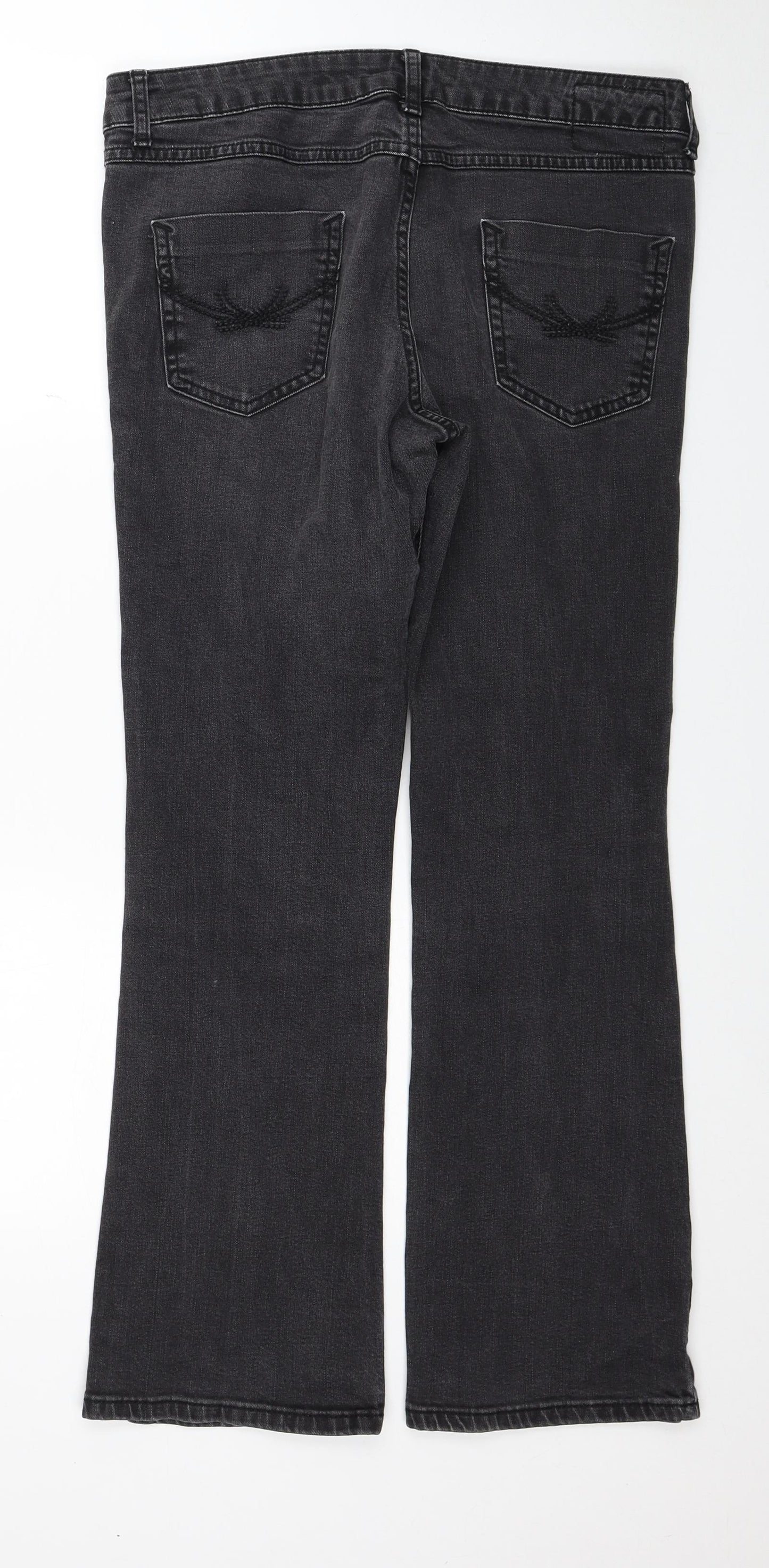 Marks and Spencer Womens Black Cotton Bootcut Jeans Size 12 Regular Zip