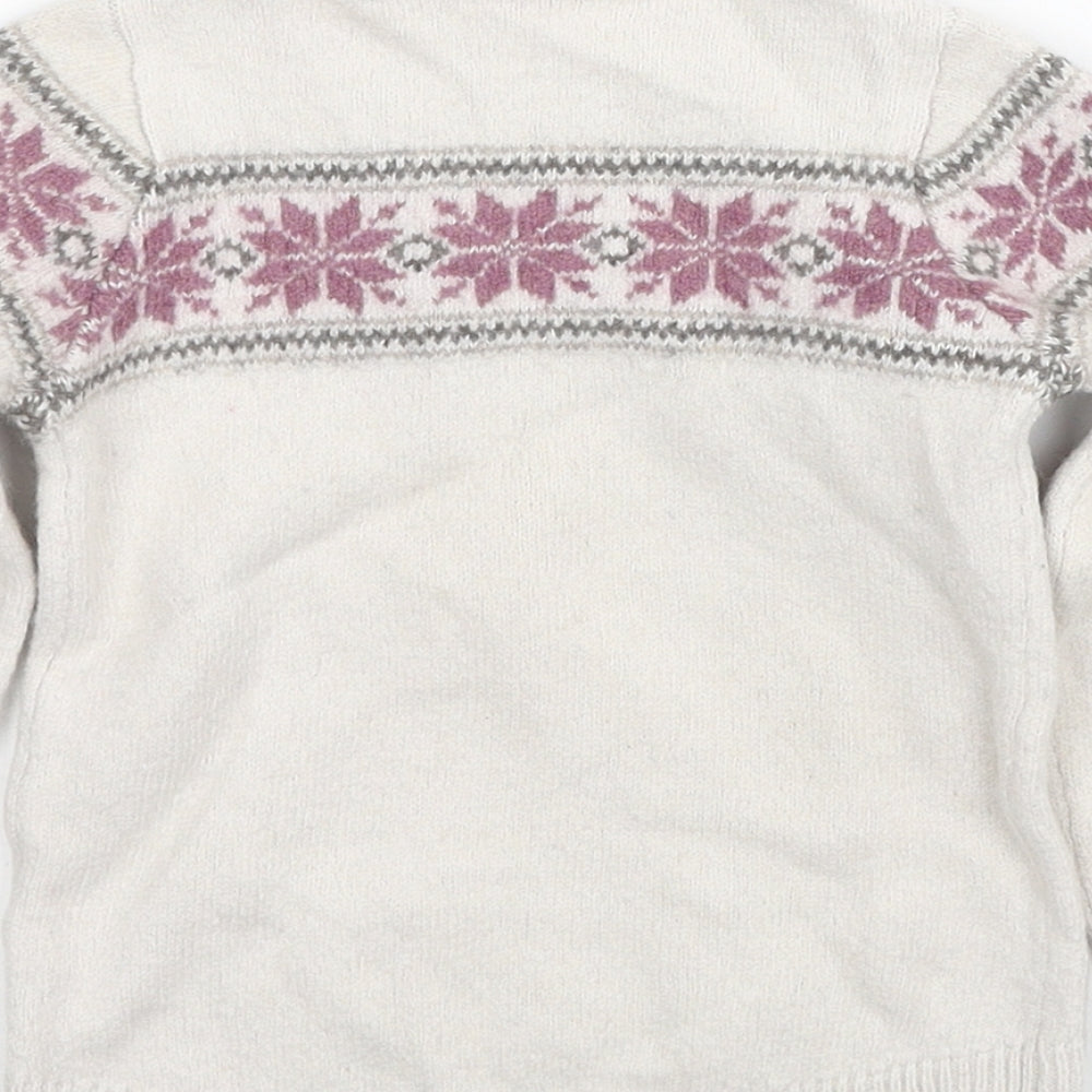 The White Company Girls Ivory Round Neck Wool Pullover Jumper Size 3-4 Years Pullover