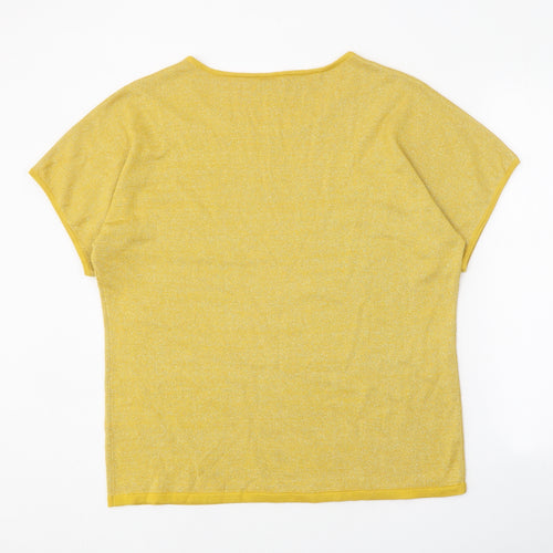 Fair Lady Womens Yellow Round Neck Cotton Pullover Jumper Size 18