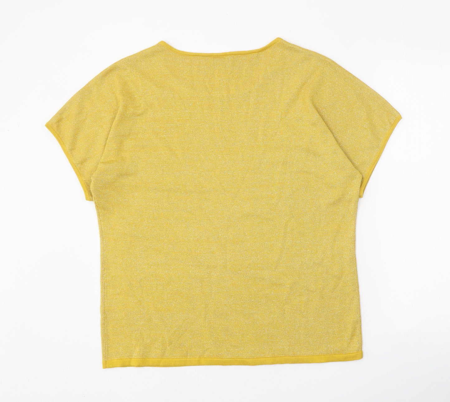 Fair Lady Womens Yellow Round Neck Cotton Pullover Jumper Size 18