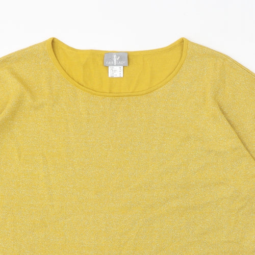 Fair Lady Womens Yellow Round Neck Cotton Pullover Jumper Size 18